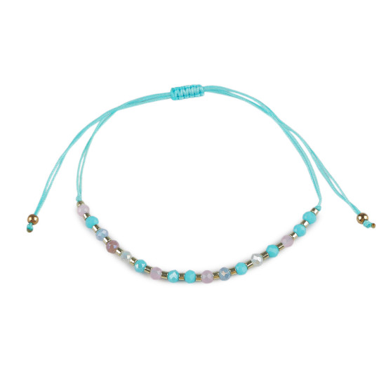 Brățară shamballa cu mărgele fațetate și efect ab - Albastru delta (1 Bucată) Brățară shamballa cu mărgele fațetate și efect ab - Albastru delta (1 Bucată)