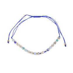 Brățară shamballa cu mărgele fațetate și efect ab - Albastru delta (1 Bucată)