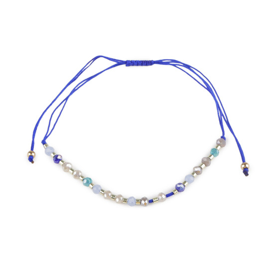 Brățară shamballa cu mărgele fațetate și efect ab - Albastru delta (1 Bucată) Brățară shamballa cu mărgele fațetate și efect ab - Albastru delta (1 Bucată)
