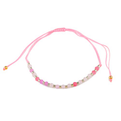 Brățară shamballa cu mărgele fațetate și efect ab - Roz mediu (1 Bucată)