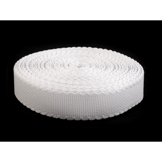 Bandă de etamină pentru brodat, lățime 30 mm - Alb (25 Metri)
