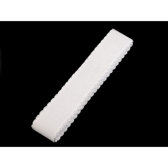 Bandă de etamină pentru brodat, lățime 30 mm - Alb (25 Metri)