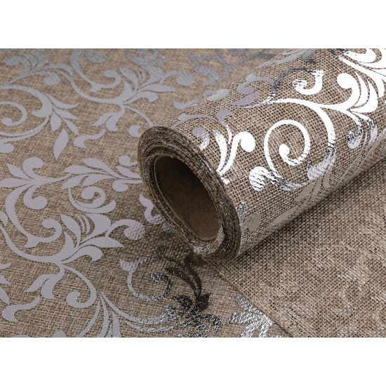 Imitație iută, imprimeu floral, lățime 24 cm - Bordo deschis (1 Metru) Imitație iută, imprimeu floral, lățime 24 cm - Bordo deschis (1 Metru)