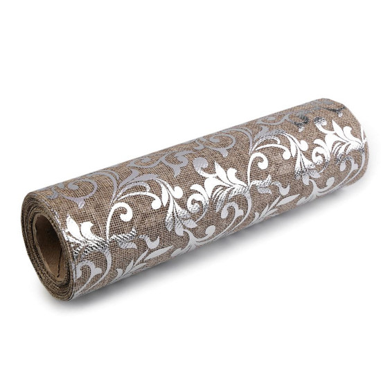 Imitație iută, imprimeu floral, lățime 24 cm - Bordo deschis (1 Metru) Imitație iută, imprimeu floral, lățime 24 cm - Bordo deschis (1 Metru)