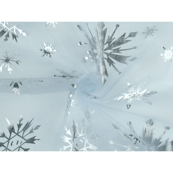 Organza cu fulgi de zăpadă - Transparent (10 Metri)