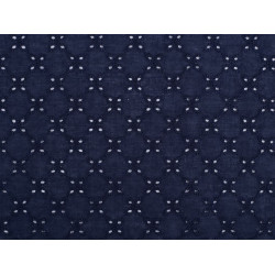 Madeira de bumbac cu broderie florală - Albastru închis (1 Metru)