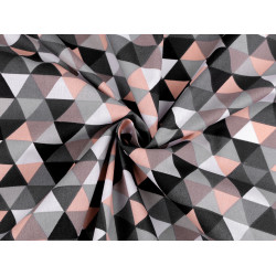 Material bumbac imprimat, motive geometrice - Roz pudrat (1 Metru)