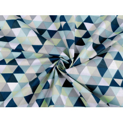 Material bumbac imprimat, motive geometrice - Verde mentol (1 Metru)