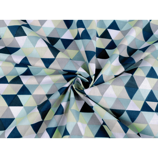 Material bumbac imprimat, motive geometrice - Albastru azur (10 Metri) Material bumbac imprimat, motive geometrice - Albastru azur (10 Metri)