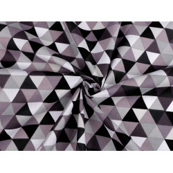 Material bumbac imprimat, motive geometrice - Grey-brown (1 Metru)