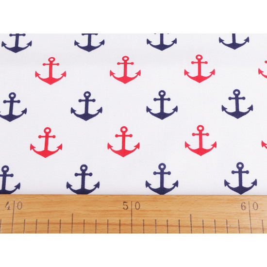 Material bumbac imprimat, motiv ancora - Albastru închis (10 Metri) Material bumbac imprimat, motiv ancora - Albastru închis (10 Metri)