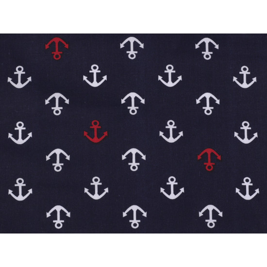 Material bumbac imprimat, motiv ancora - Albastru închis (10 Metri) Material bumbac imprimat, motiv ancora - Albastru închis (10 Metri)