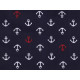 Material bumbac imprimat, motiv ancora - Albastru închis (10 Metri) Material bumbac imprimat, motiv ancora - Albastru închis (10 Metri)