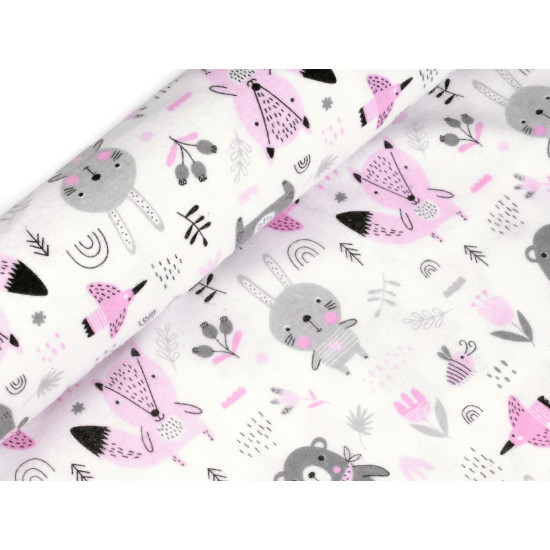 Bumbac flanelat, motiv animale - Albastru închis (10 Metri)