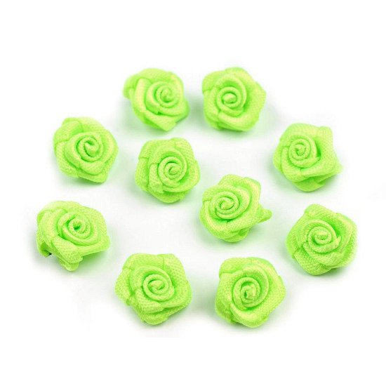 Trandafiri din satin, ø10 mm - Alb (50 Bucăți)
