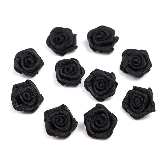 Trandafiri din satin, ø10 mm - Alb (50 Bucăți)