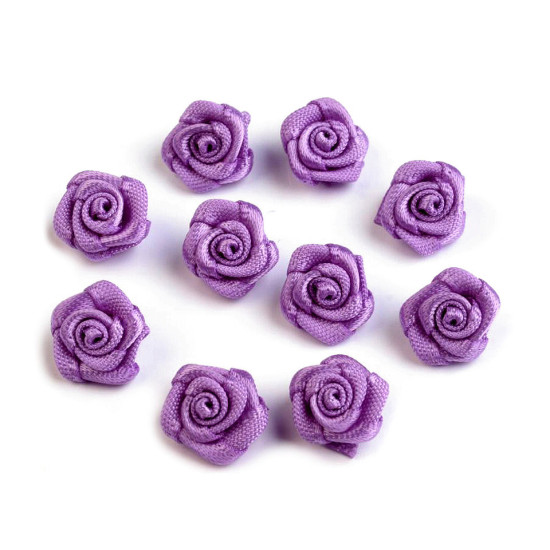 Trandafiri din satin, ø10 mm - Alb (50 Bucăți)