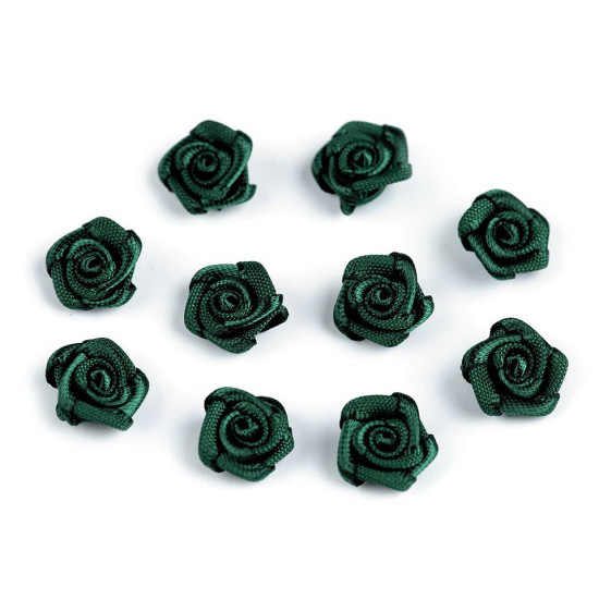 Trandafiri din satin, ø10 mm - Alb (50 Bucăți)