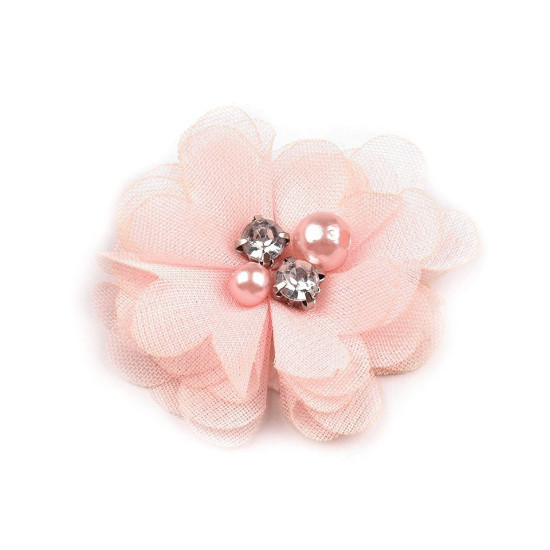 Flori textile cu perle și strasuri,5 cm - Galben vanilie (10 Bucăți) Flori textile cu perle și strasuri,5 cm - Galben vanilie (10 Bucăți)