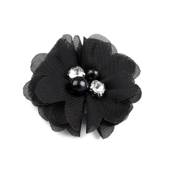 Flori textile cu perle și strasuri,5 cm - Galben vanilie (10 Bucăți) Flori textile cu perle și strasuri,5 cm - Galben vanilie (10 Bucăți)
