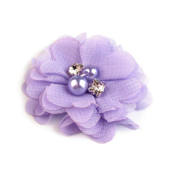Flori textile cu perle și strasuri,5 cm - Galben vanilie (10 Bucăți) Flori textile cu perle și strasuri,5 cm - Galben vanilie (10 Bucăți)