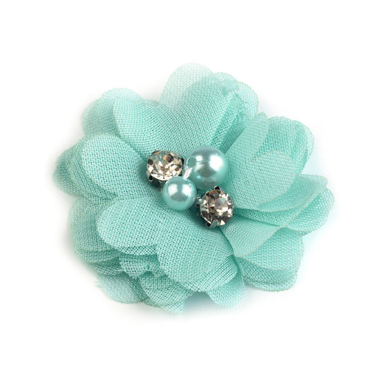 Flori textile cu perle și strasuri,5 cm - Galben vanilie (10 Bucăți) Flori textile cu perle și strasuri,5 cm - Galben vanilie (10 Bucăți)