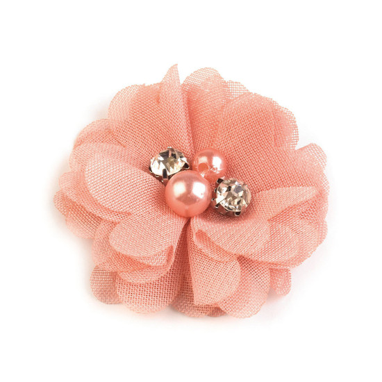 Flori textile cu perle și strasuri,5 cm - Galben vanilie (10 Bucăți) Flori textile cu perle și strasuri,5 cm - Galben vanilie (10 Bucăți)