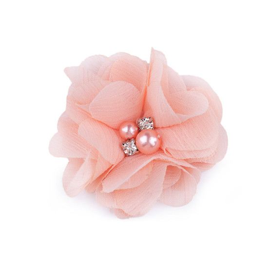 Flori textile cu perle și strasuri,5 cm - Galben vanilie (10 Bucăți) Flori textile cu perle și strasuri,5 cm - Galben vanilie (10 Bucăți)
