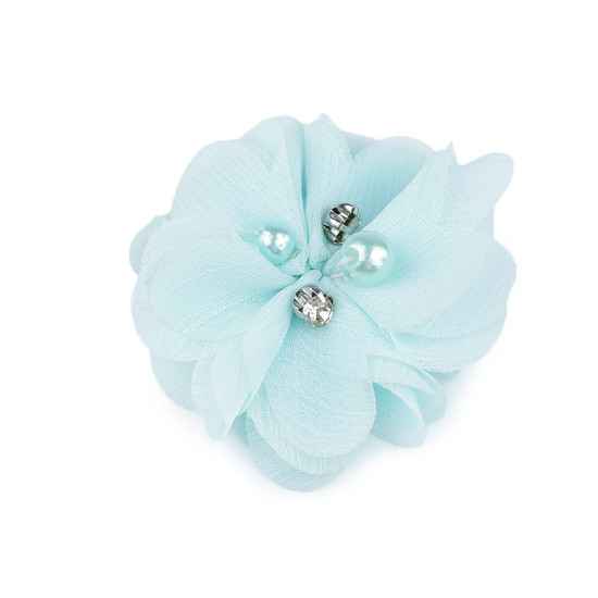 Flori textile cu perle și strasuri,5 cm - Galben vanilie (10 Bucăți) Flori textile cu perle și strasuri,5 cm - Galben vanilie (10 Bucăți)