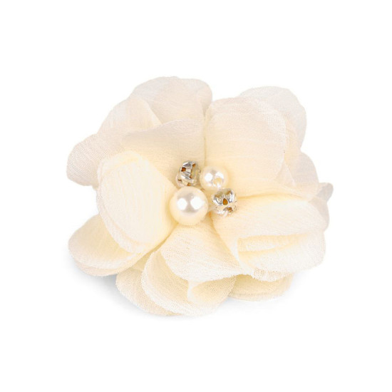 Flori textile cu perle și strasuri,5 cm - Galben vanilie (10 Bucăți) Flori textile cu perle și strasuri,5 cm - Galben vanilie (10 Bucăți)