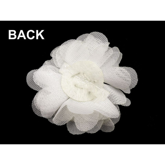 Flori textile cu perle și strasuri,5 cm - Galben vanilie (10 Bucăți) Flori textile cu perle și strasuri,5 cm - Galben vanilie (10 Bucăți)
