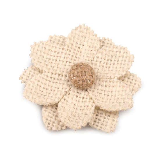 Flori din iută, ø60 mm - Ecru deschis (1 Bucată) Flori din iută, ø60 mm - Ecru deschis (1 Bucată)