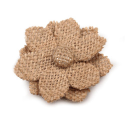 Flori din iută, ø60 mm - Ecru natural (1 Bucată)