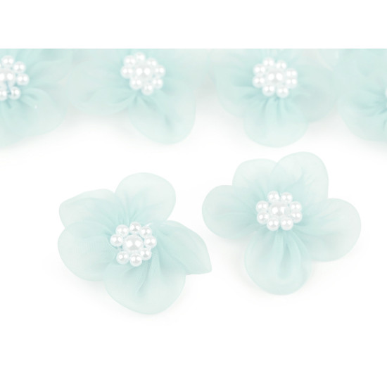 Flori din organza cu perle, ø3-3,5 cm - Mix aleatoriu de variante (50 Bucăți)