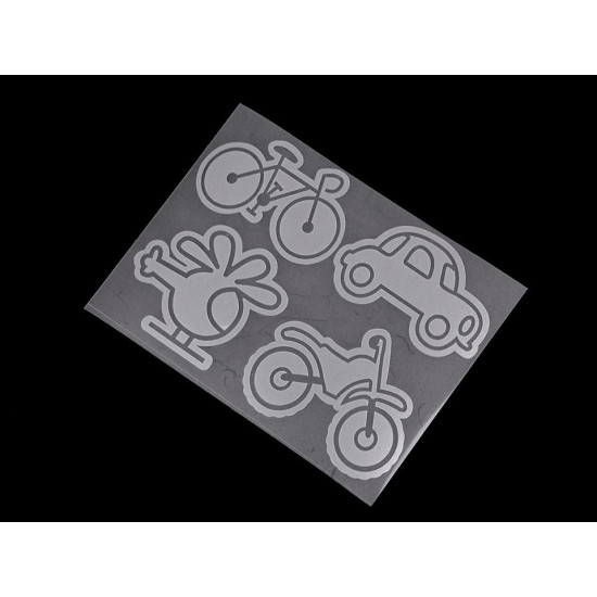 Aplicații termoadezive reflectorizante, diverse modele - Gri perlă (10 Saci) Aplicații termoadezive reflectorizante, diverse modele - Gri perlă (10 Saci)