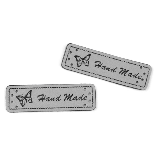 Eticheta piele hand made, 15x50 mm - Gri neutral (50 Bucăți) Eticheta piele hand made, 15x50 mm - Gri neutral (50 Bucăți)