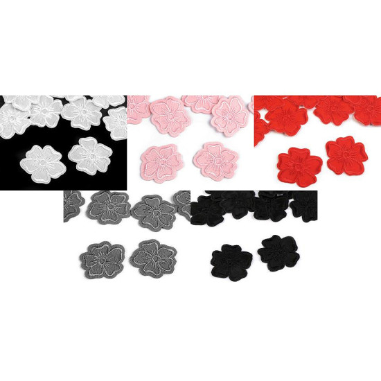 Aplicație termoadezivă brodată - floare - Negru (10 Bucăți) Aplicație termoadezivă brodată - floare - Negru (10 Bucăți)