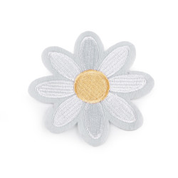 Aplicație termoadezivă - floare - Alb (1 Bucată)