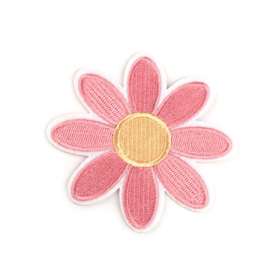 Aplicație termoadezivă - floare - Roz mediu (1 Bucată) Aplicație termoadezivă - floare - Roz mediu (1 Bucată)