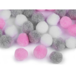 Pompoane mix culori, ø20 mm - Roz deschis (1 Sac)