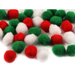 Pompoane mix culori, ø20 mm - Mix crăciun (1 Sac)