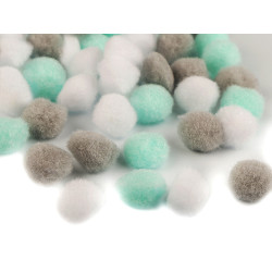 Pompoane mix culori, ø20 mm - Verde mentă (1 Sac)