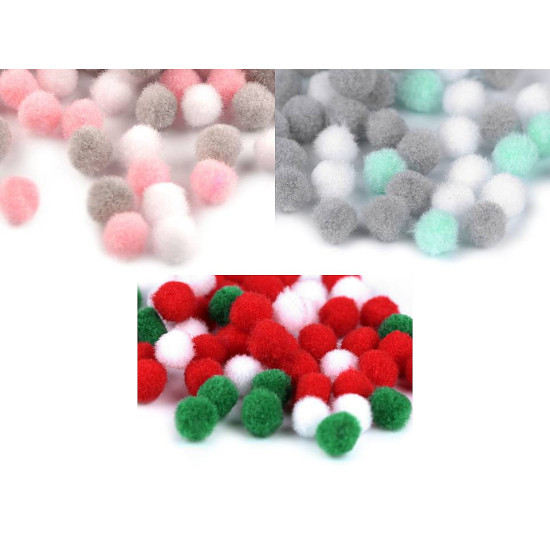 Pompoane mix culori, ø8 și 10 mm - Mix crăciun (1 Sac)