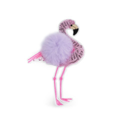 Aplicație termoadezivă - flamingo cu pompon - Mov deschis (1 Bucată)