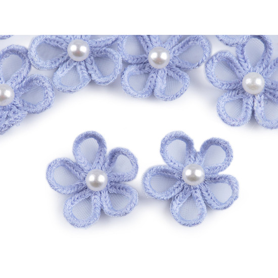 Flori din organza cu perlă, ø2,5 cm - Off white (120 Bucăți) Flori din organza cu perlă, ø2,5 cm - Off white (120 Bucăți)
