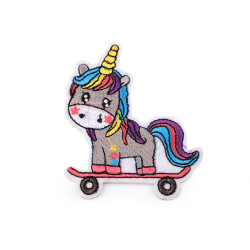 Aplicație termoadezivă unicorn - Gri deschis (1 Bucată)