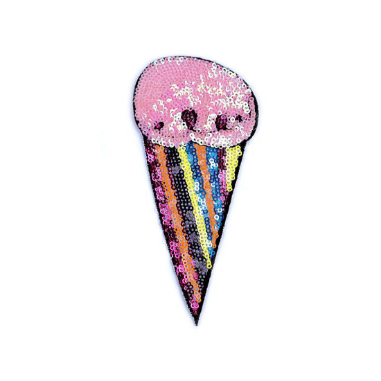 Aplicație termoadezivă cu paiete - unicorn, înghețată - Alb (1 Bucată) Aplicație termoadezivă cu paiete - unicorn, înghețată - Alb (1 Bucată)