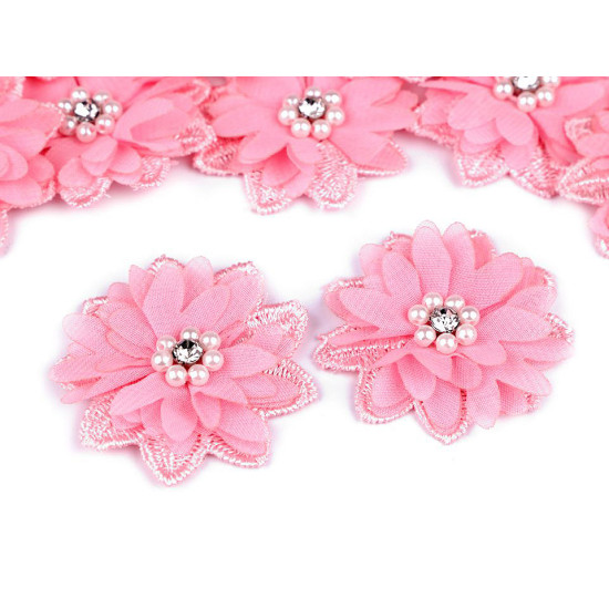 Flori textile cu mărgele, ø5 cm - Albastru deschis (10 Bucăți) Flori textile cu mărgele, ø5 cm - Albastru deschis (10 Bucăți)