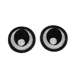 Aplicație termoadezivă ochi, ø38 mm - Negru (10 Bucăți)
