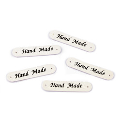 Aplicatie / eticheta din piele ecologică hand made 10x48 mm - Crem deschis (200 Bucăți)